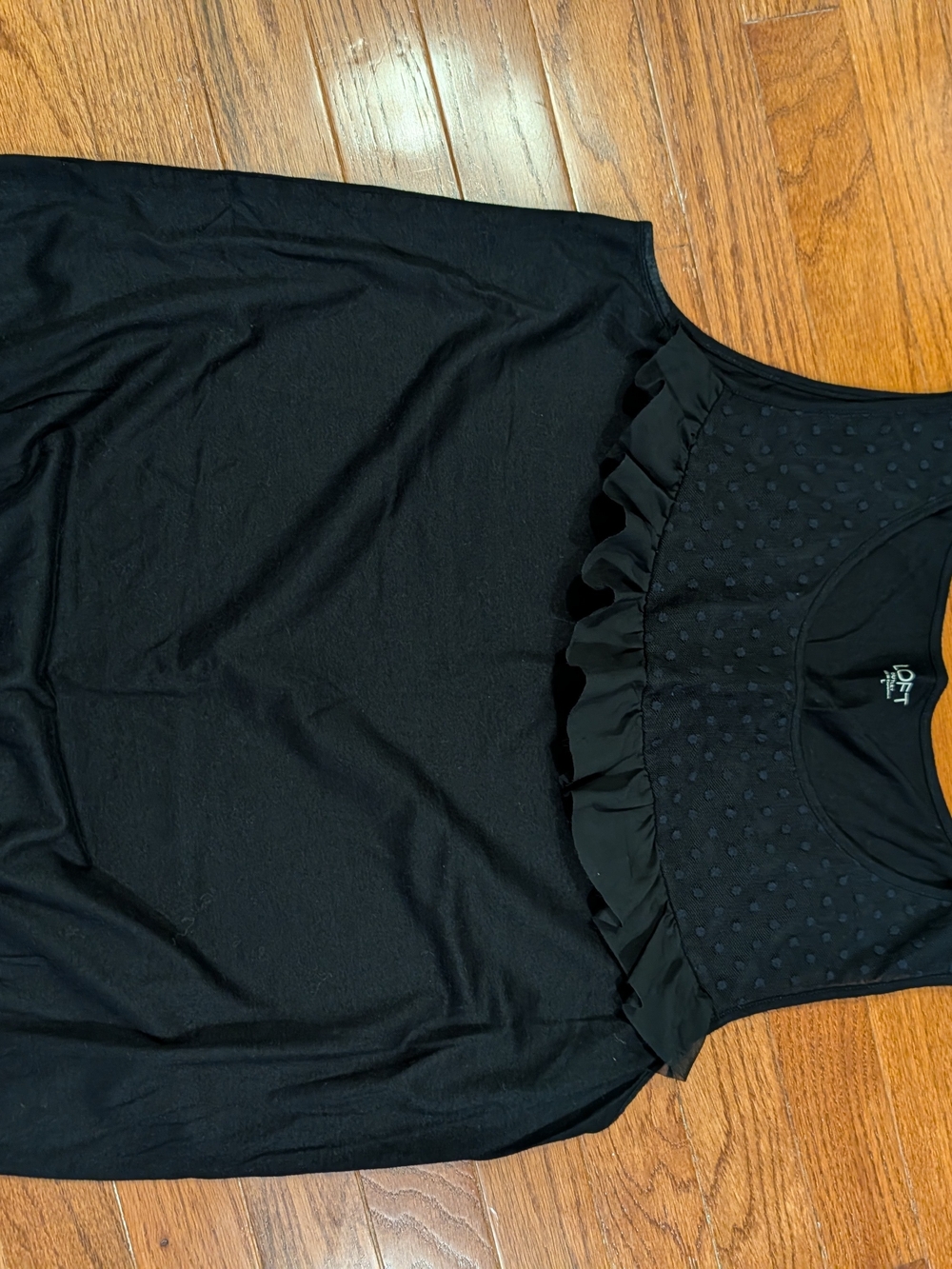 LOFT Black Ruffle Yoke Tank Top